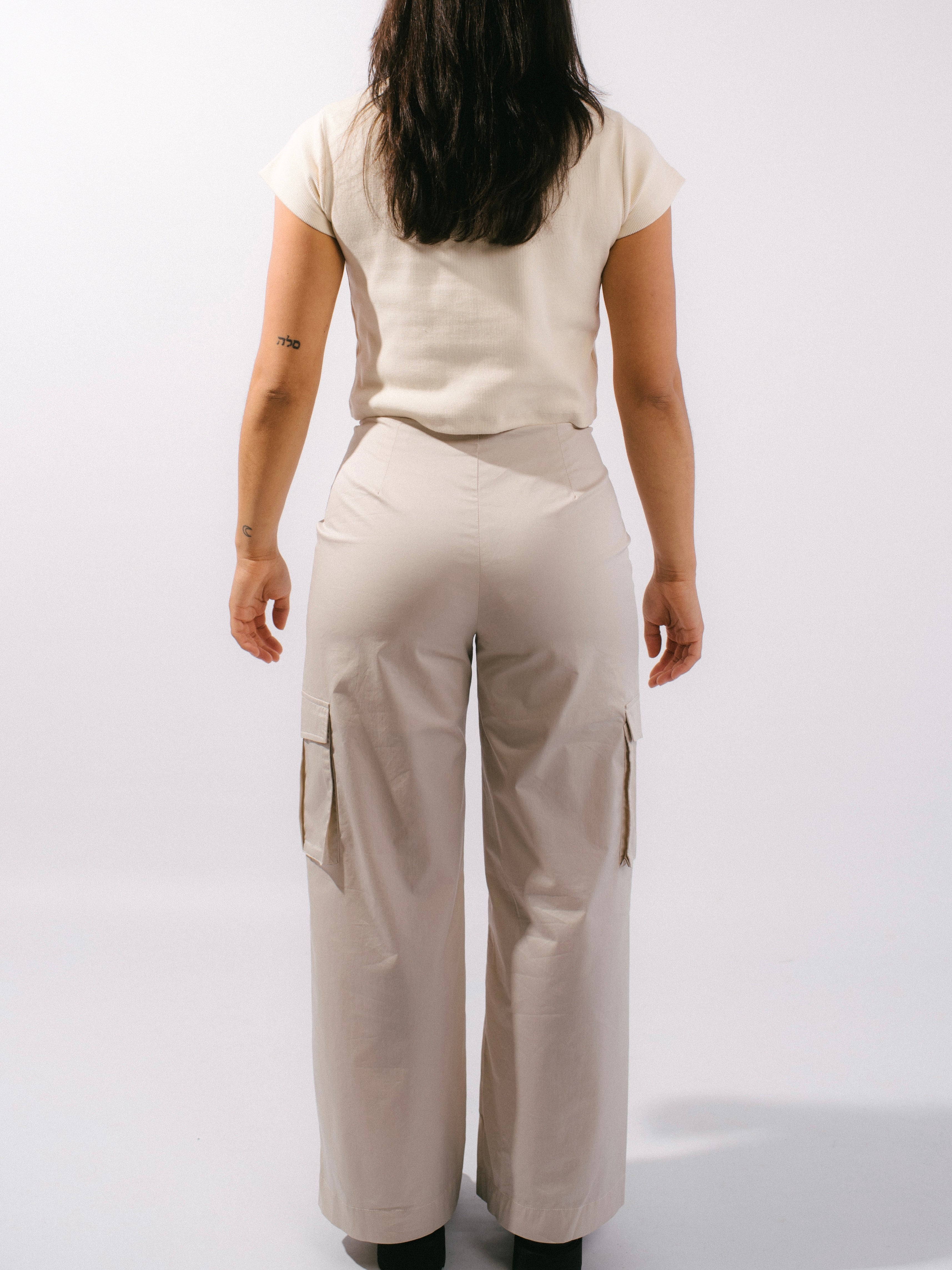 Back of cargo pants styled on model