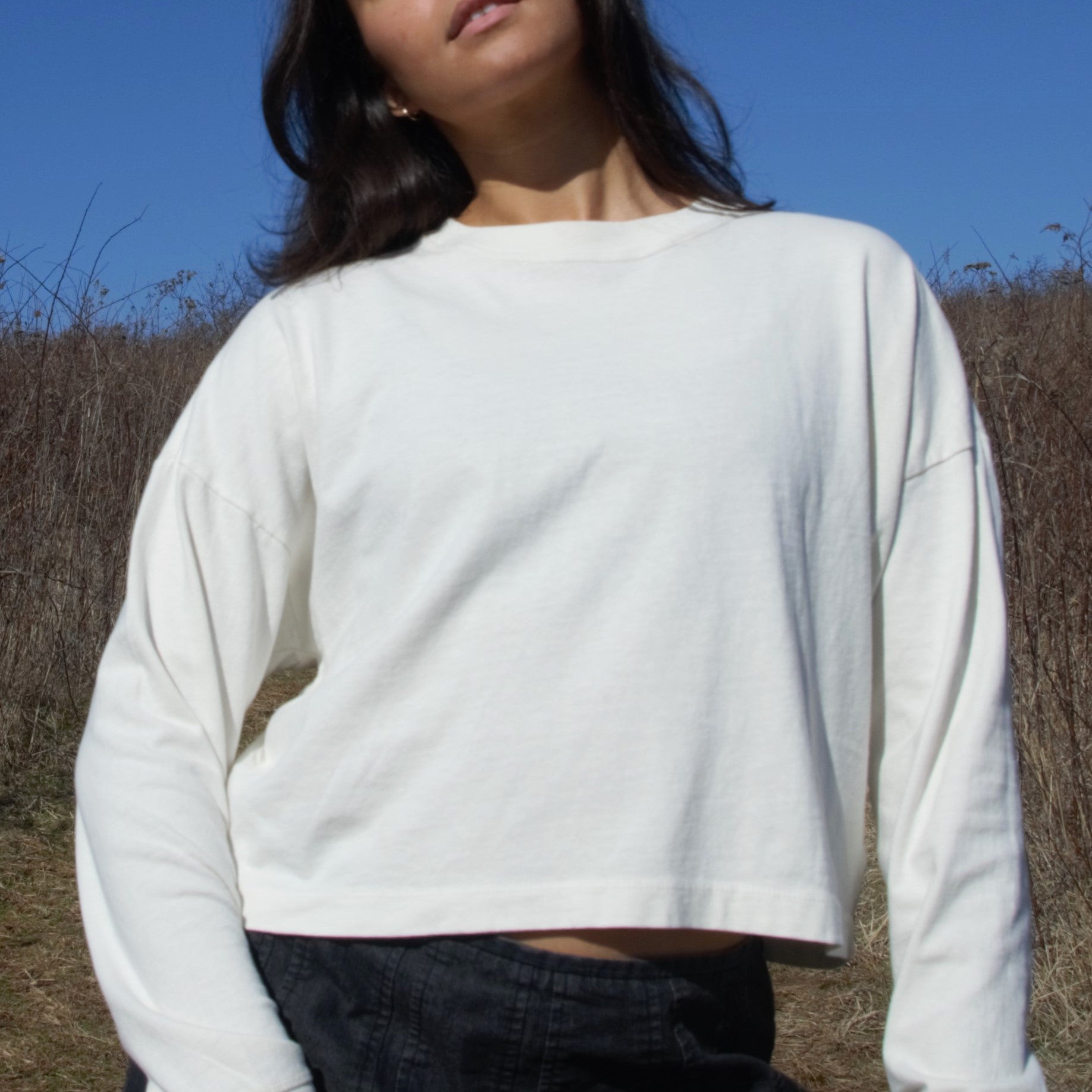 Relaxed Crop Long Sleeve Tee