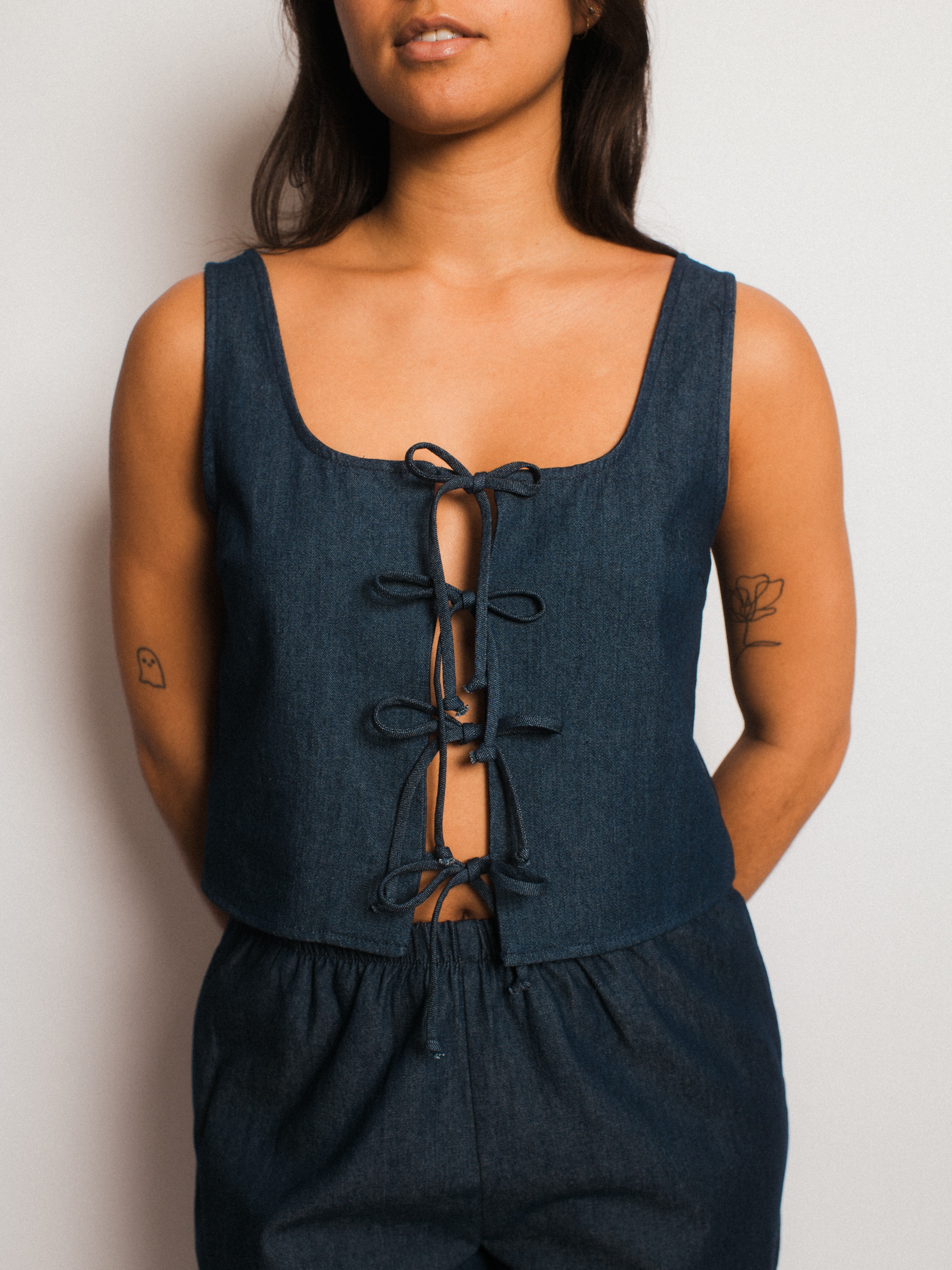 Denim Tie Top